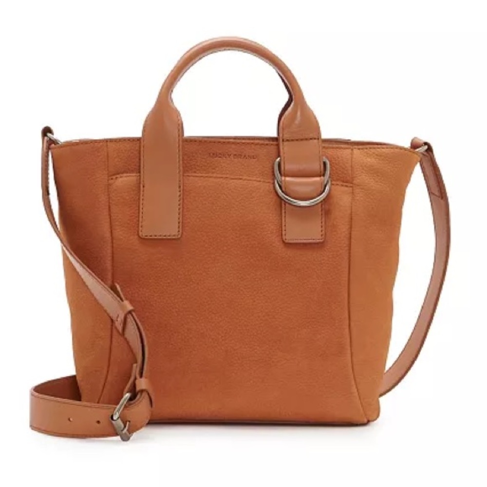 Lucky Brand Women's Leather Hahn Mini Tote Handbag Purse Crossbody Cognac Brown - Picture 5 of 16